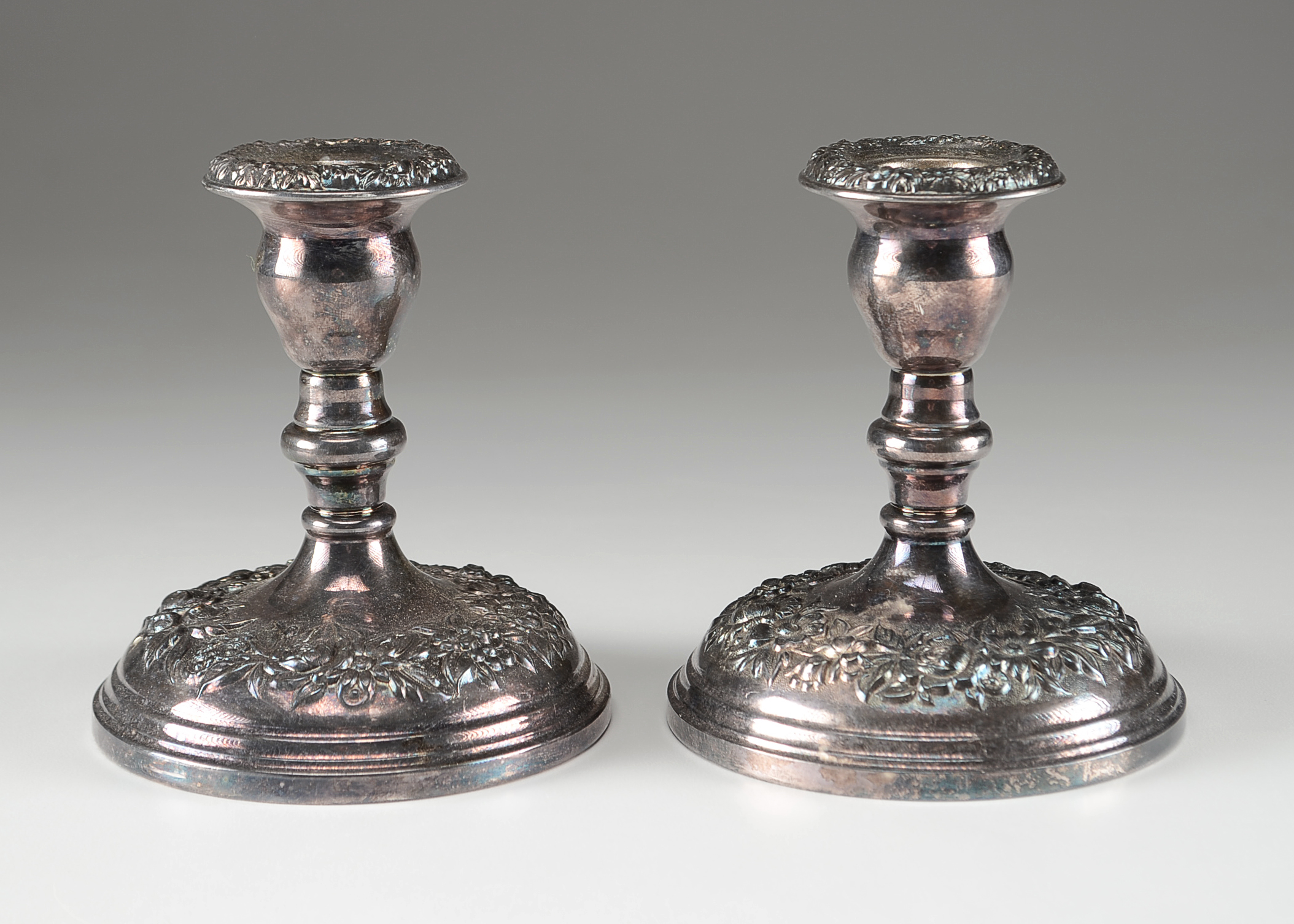 Pair of Kirk Stieff Silver Plate Candle Holders