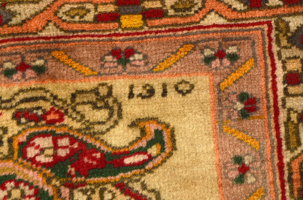 Antique Turkish Tabriz Area Rug, Signed