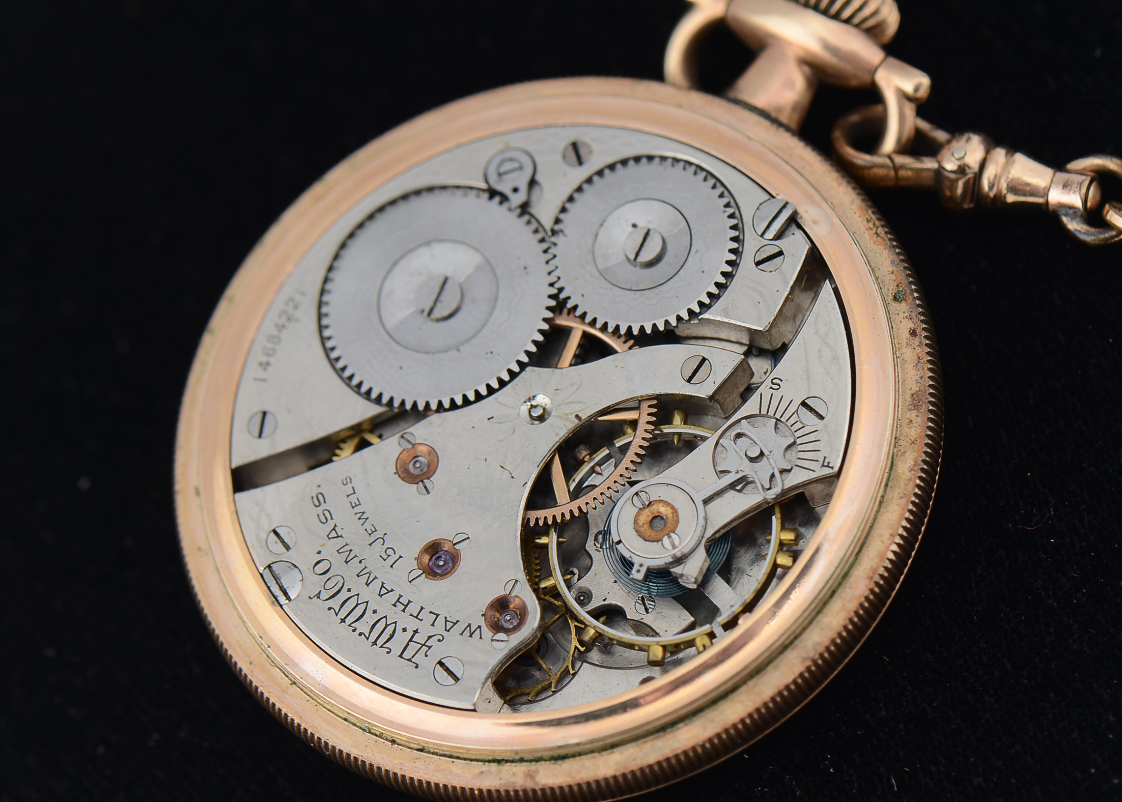 1905 Gold Filled Open Face Pocket Watch and Fob