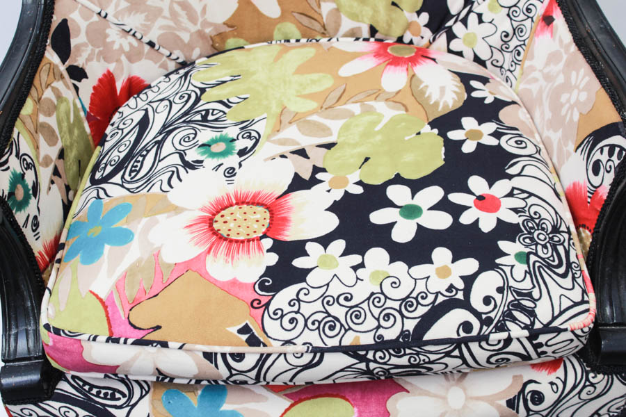 Pair of Upholstered Wingback Chairs and Ottoman