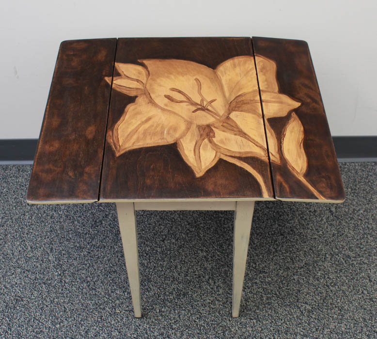 Floral Side Table with Leaves