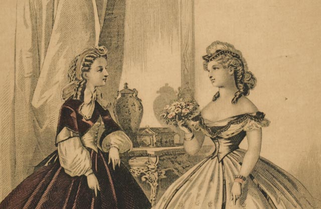 Hand-Colored French Fashion Print Reproduction