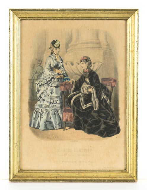 1880s Hand Colored French Fashions Framed Lithographs