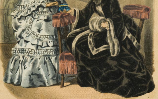 1880s Hand Colored French Fashions Framed Lithographs