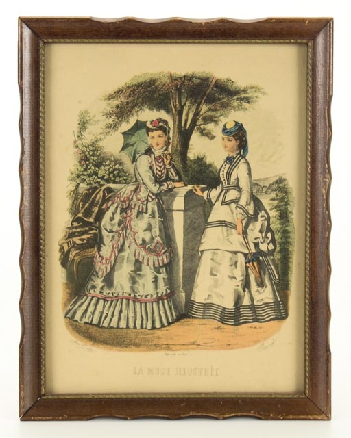 1880s Hand Colored French Fashions Framed Lithographs