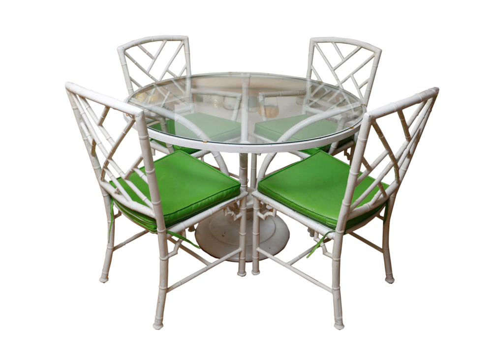 Vintage Meadowcraft Faux Bamboo Kitchen Table with Chairs