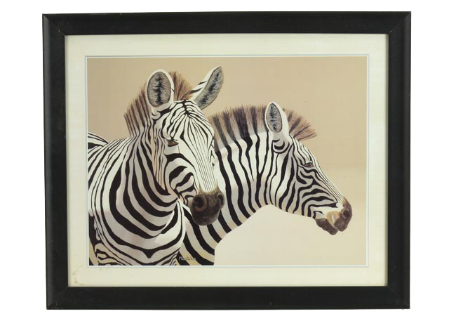 Peter Moustakos Offset Lithograph of Zebras