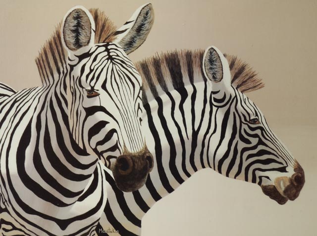 Peter Moustakos Offset Lithograph of Zebras