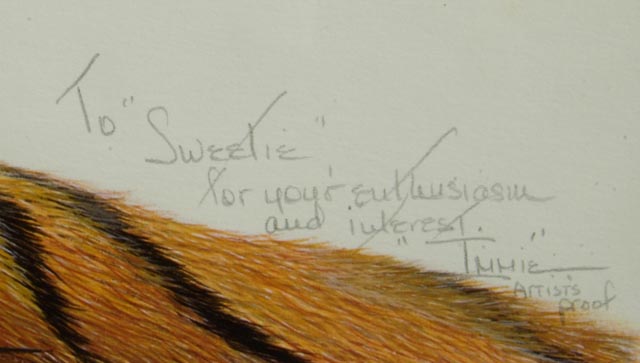 Imogene  Farnsworth Artist Proof Offset Lithograph "Tiger"