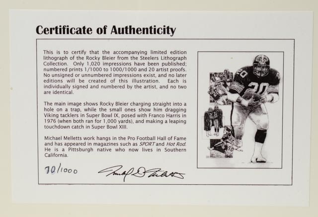 Pittsburgh Steelers Artist Signed Illustrations