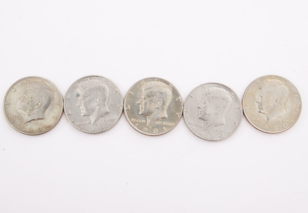 Eisenhower Dollar and Kennedy Half Dollar Coins