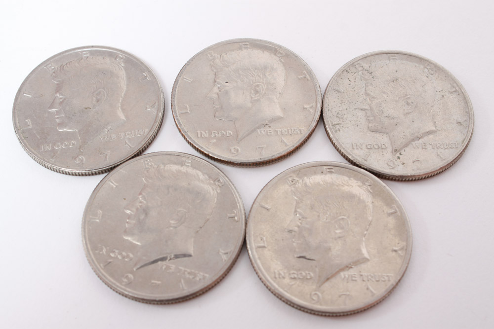 Eisenhower Dollar and Kennedy Half Dollar Coins