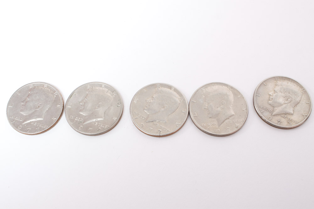 Eisenhower Dollar and Kennedy Half Dollar Coins