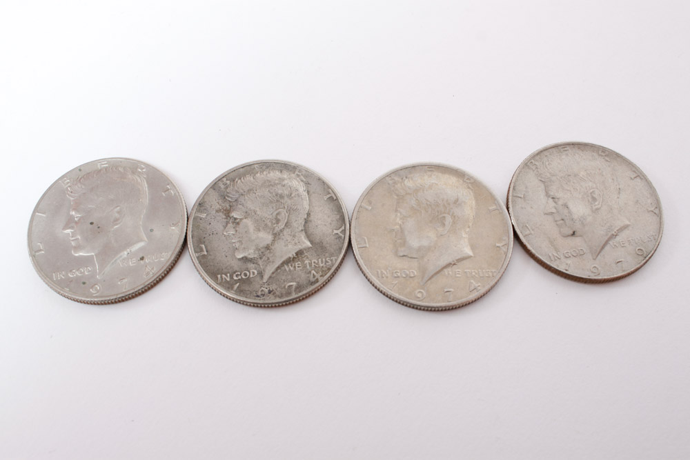 Eisenhower Dollar and Kennedy Half Dollar Coins
