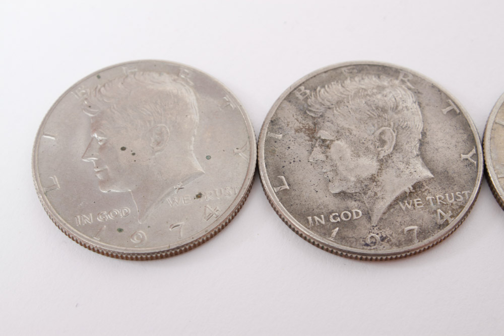 Eisenhower Dollar and Kennedy Half Dollar Coins