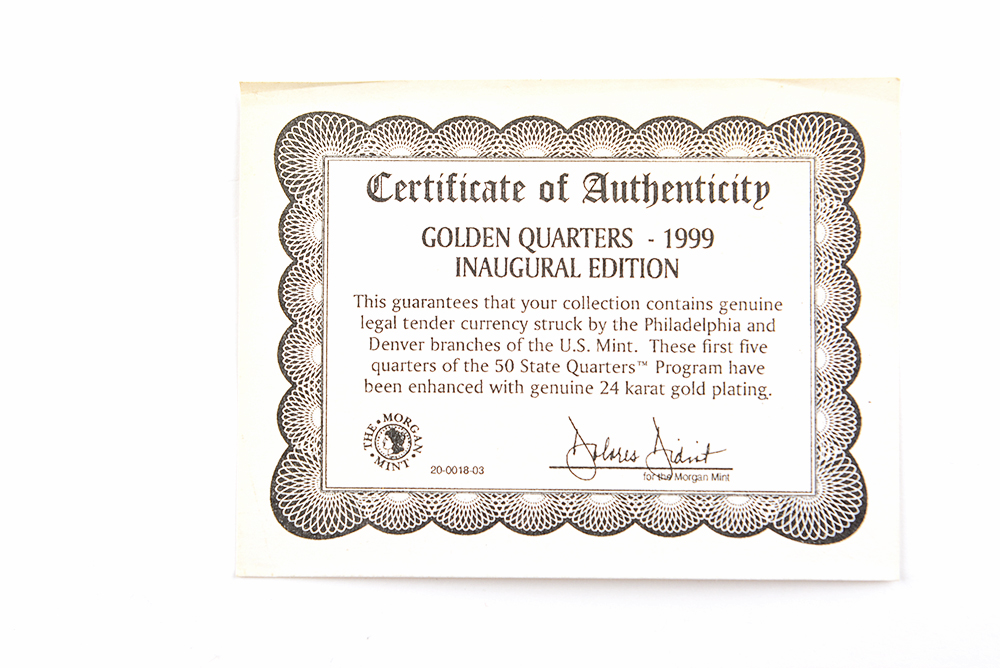 1999 Gold Plated Inaugural State Quarters Collection