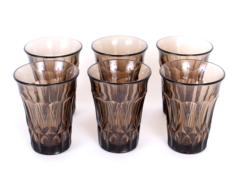 Smoky Pressed Glass Tumblers