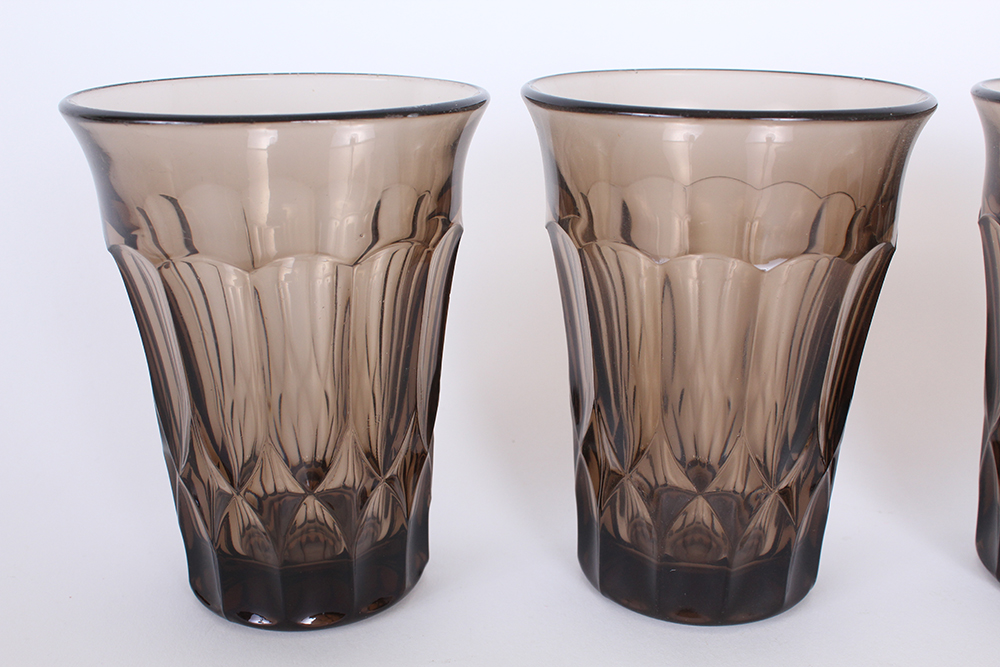 Smoky Pressed Glass Tumblers