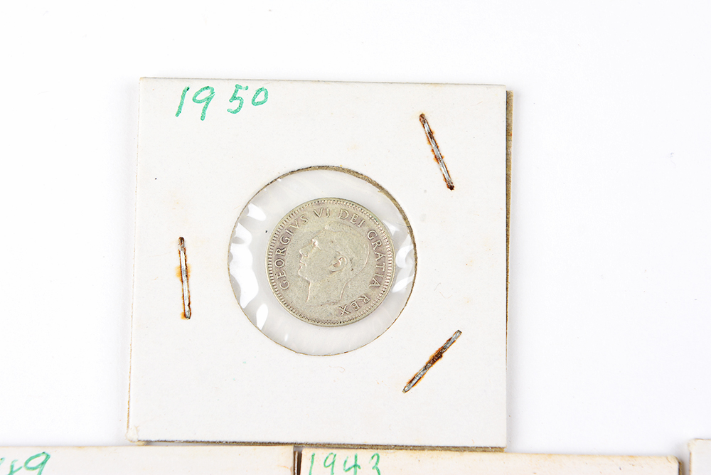 George VI Canadian Silver Quarters and Dimes