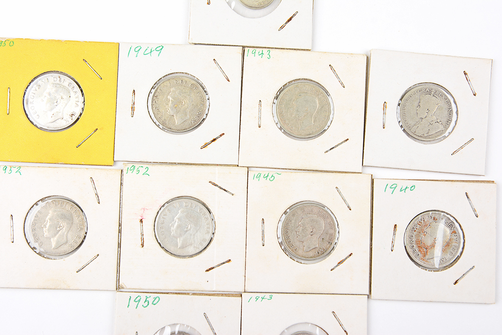 George VI Canadian Silver Quarters and Dimes