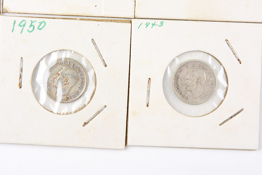 George VI Canadian Silver Quarters and Dimes