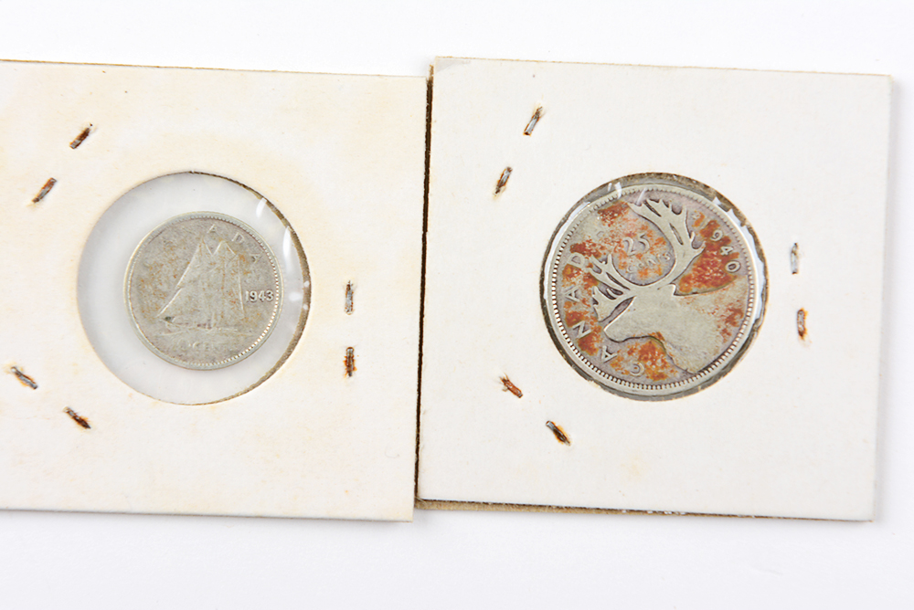 George VI Canadian Silver Quarters and Dimes