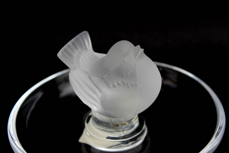 Lalique France Crystal Frosted Bird Dish