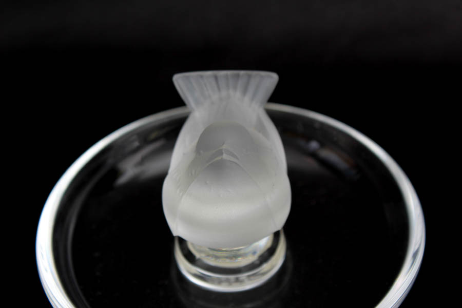 Lalique France Crystal Frosted Bird Dish