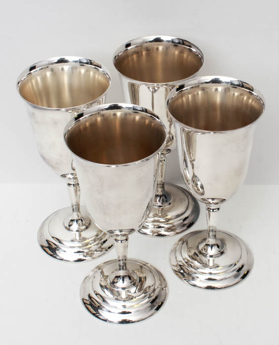 Four Silver Plate Goblets