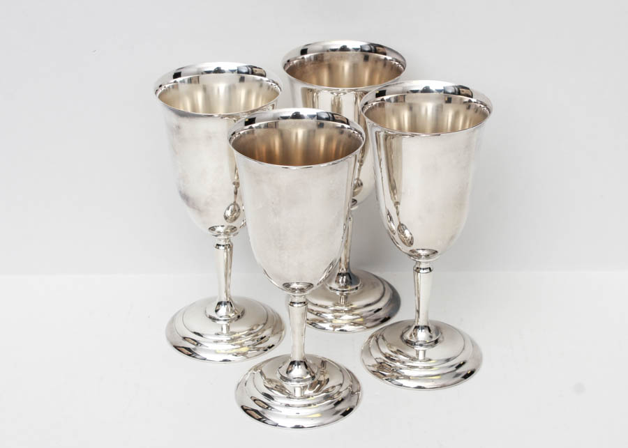 Four Silver Plate Goblets