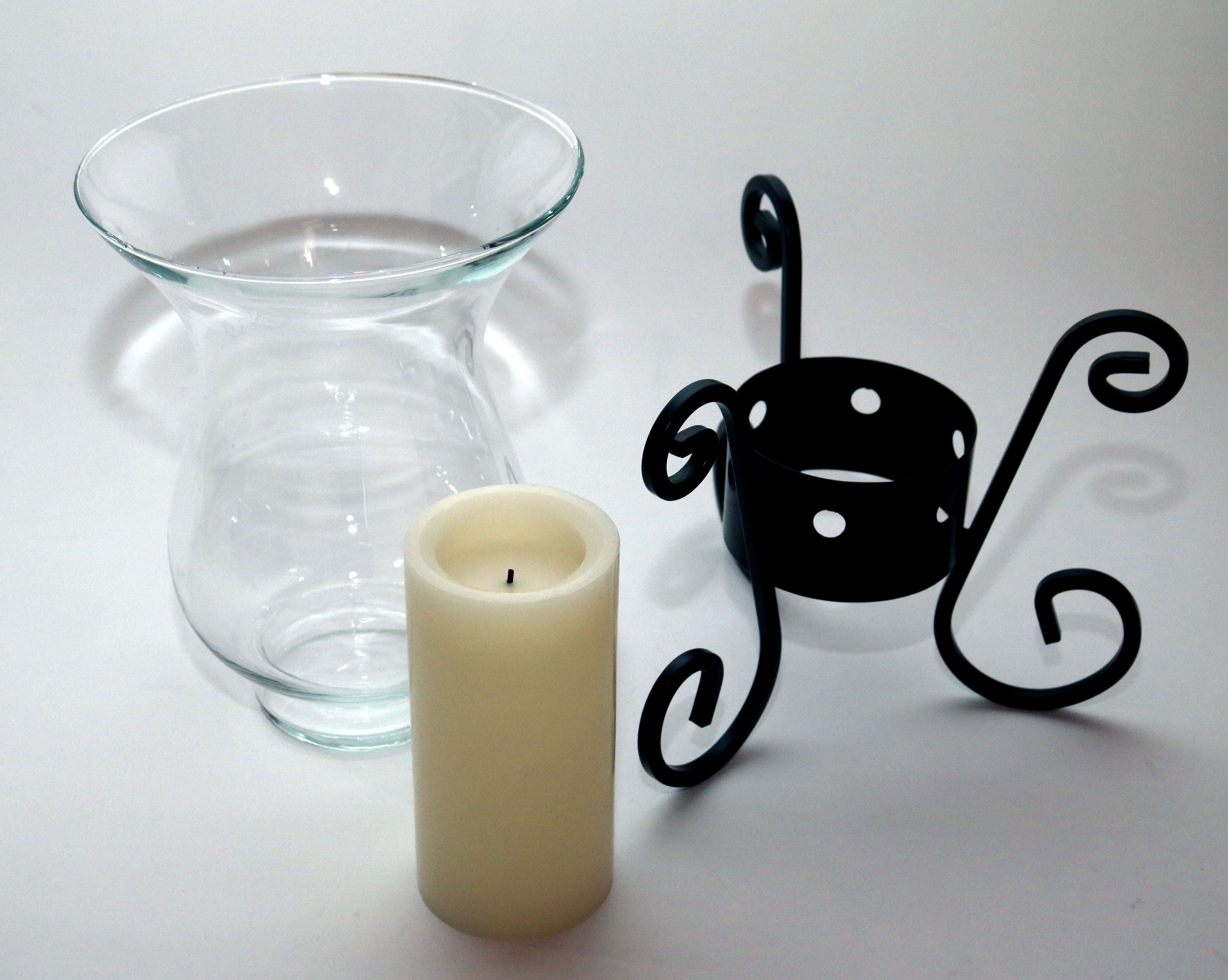 Pair of Wrought Iron Hurricane Candle Holders