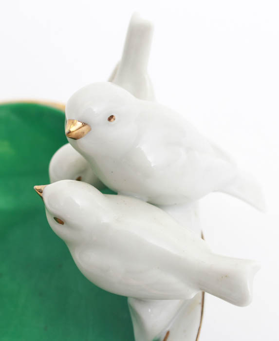 Golden Crown Ceramic Bird Dish