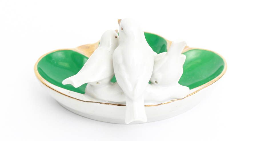 Golden Crown Ceramic Bird Dish