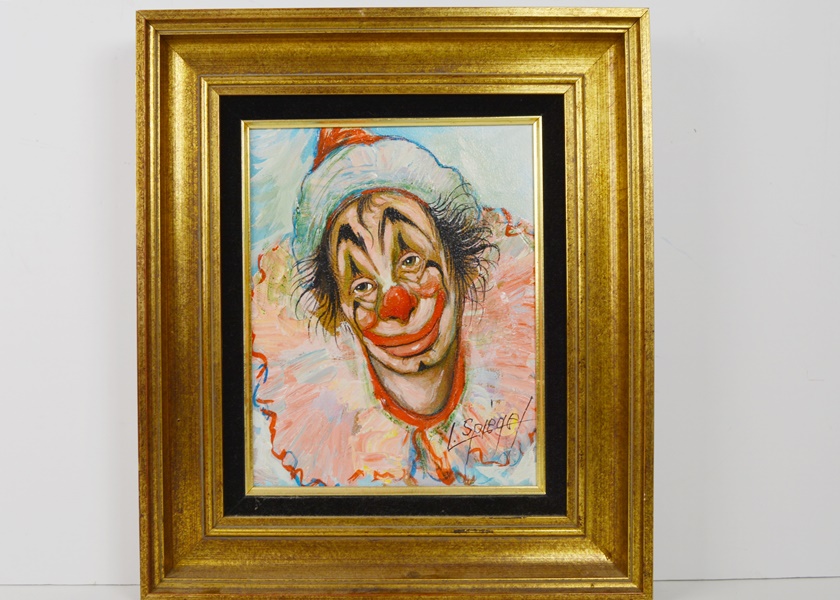 Louis Spiegel Original Clown Portrait Oil Painting