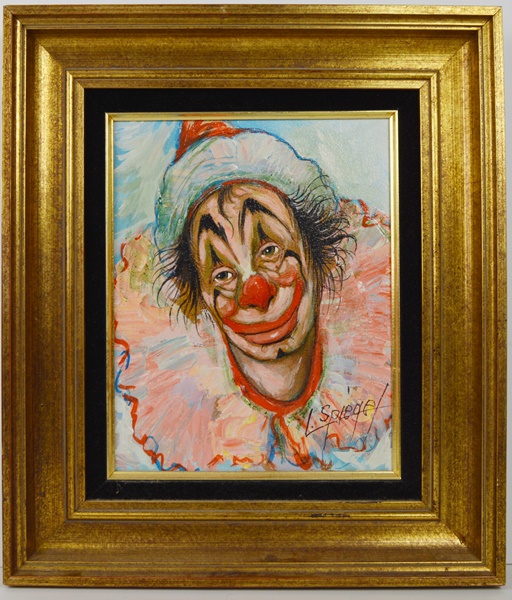 Louis Spiegel Original Clown Portrait Oil Painting