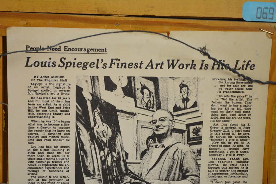 Louis Spiegel Original Clown Portrait Oil Painting