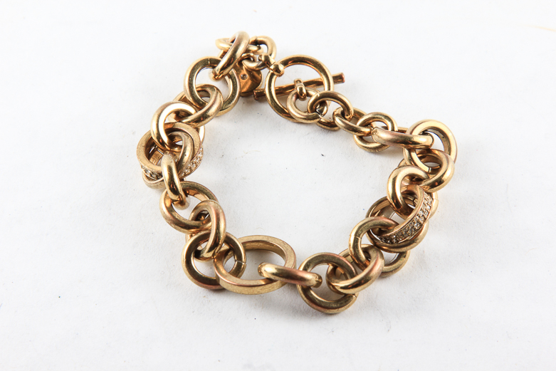 Michael Kors Gold-Toned Link Bracelet with Rhinestones