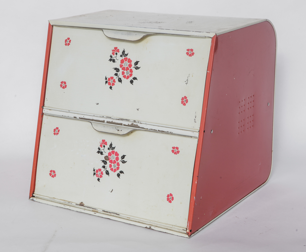 Vintage Hall's Metal Kitchen Storage in "Red Poppy Radiance"