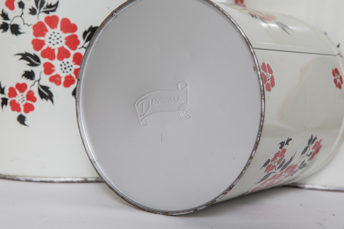 Vintage Hall's Metal Kitchen Storage in "Red Poppy Radiance"