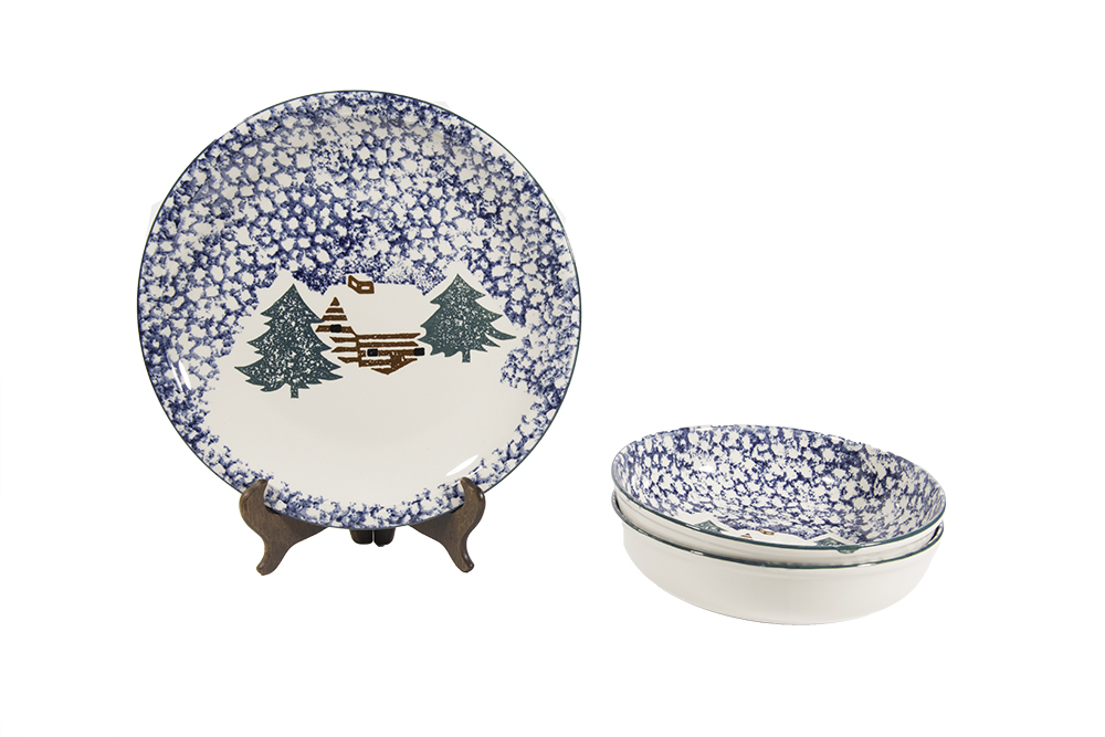 Folk Craft "Cabin in the Snow" Servingware