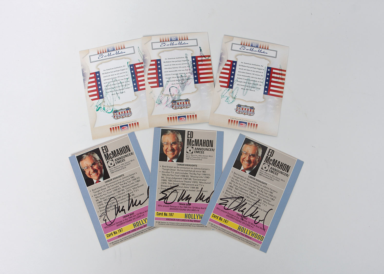 Grouping of Autographed Ed McMahon Collectors' Cards