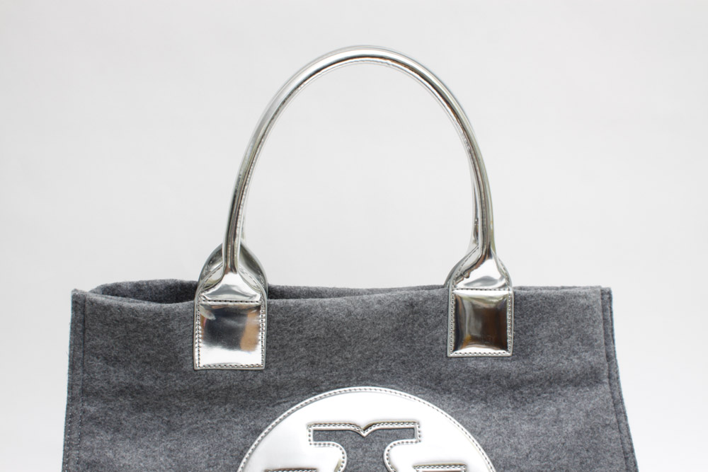 Tory Burch Grey Leather & Wool Ella Tote
