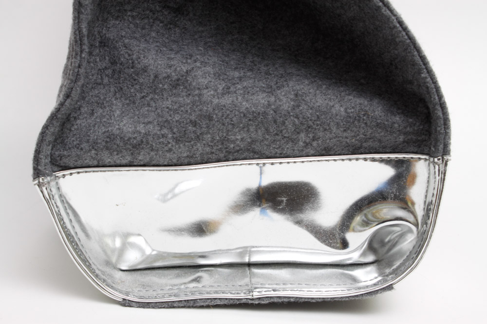 Tory Burch Grey Leather & Wool Ella Tote