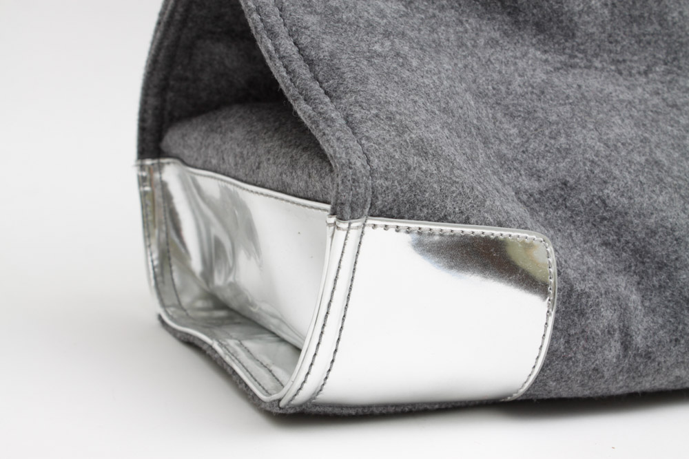 Tory Burch Grey Leather & Wool Ella Tote