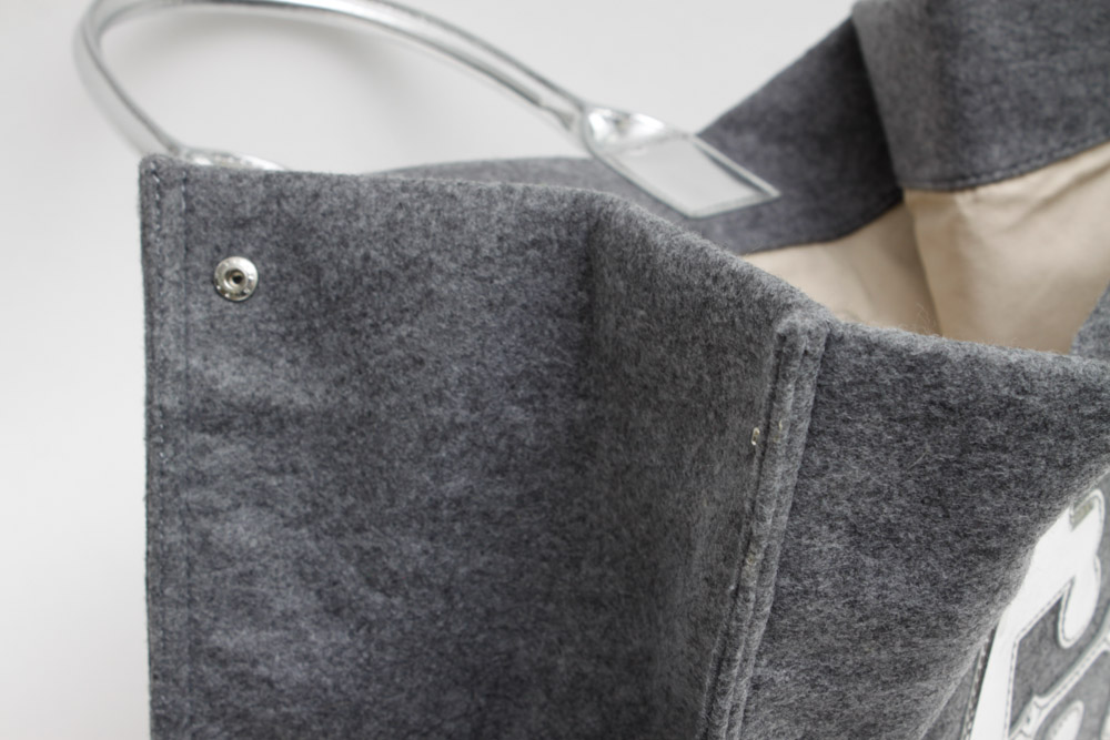 Tory Burch Grey Leather & Wool Ella Tote