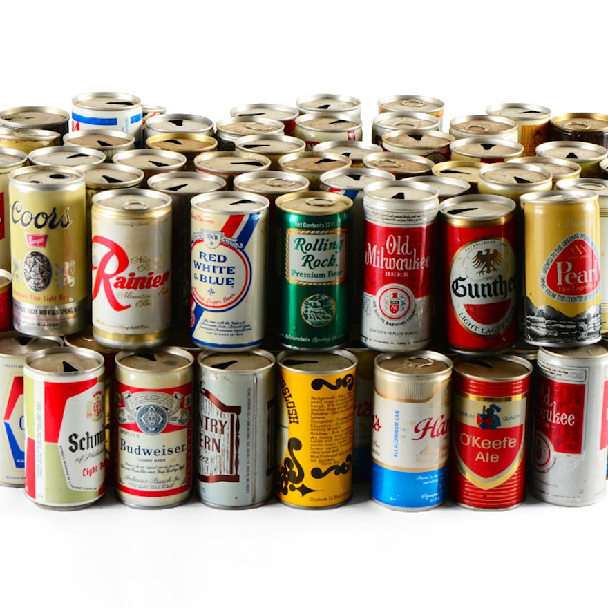 Assortment of Collectible Beer Cans from the 1960s and 1970s
