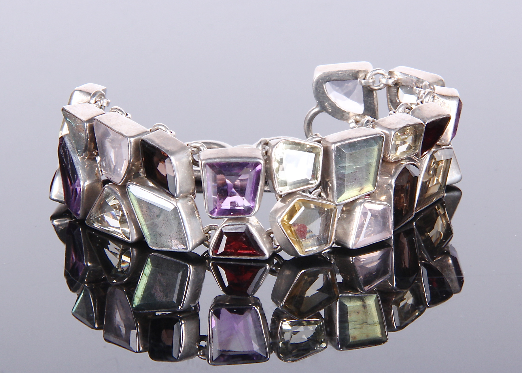 Sterling Silver and Multi-Gemstone Bracelet