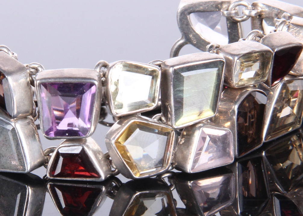 Sterling Silver and Multi-Gemstone Bracelet