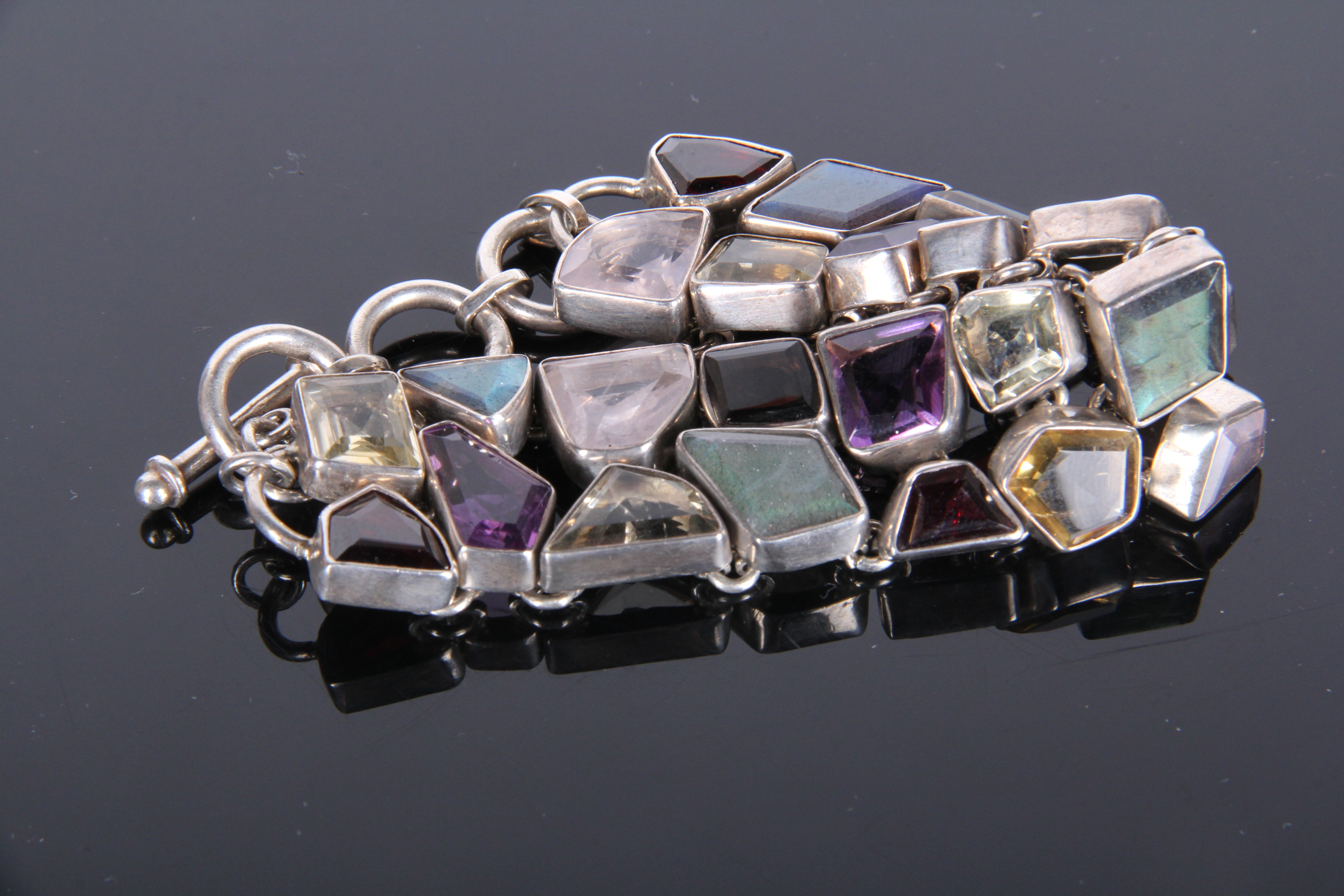 Sterling Silver and Multi-Gemstone Bracelet