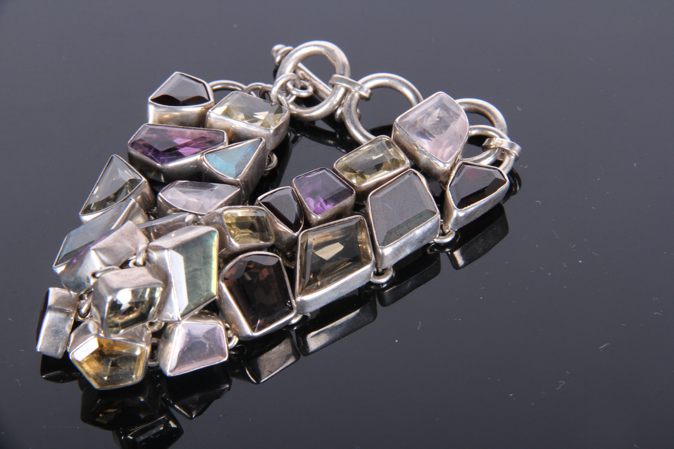 Sterling Silver and Multi-Gemstone Bracelet